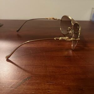 Gold Aviator Sunglasses with Embellishments